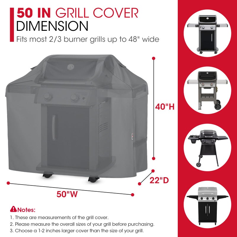Unicook 50 Inch Grill Cover for 48 Inch Outdoor Grill, Heavy Duty Waterproof BBQ Cover Compatible with Weber Spirit 200 Series, Fade Resiatnt Gas Barbecue Protector, All Weather Protection, Grey - Image 2